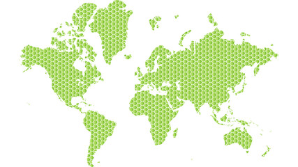 Fototapeta premium Illustration of globe map with geometric shapes pattern imposed.
