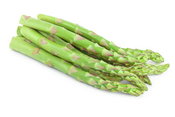 Fresh sprouts of asparagus isolated on white background