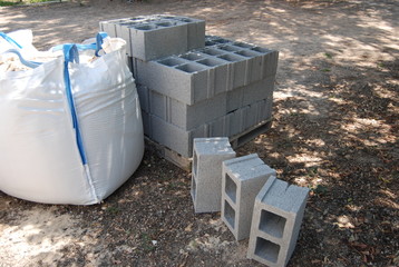 Concrete Cinder Blocks, Construction Site