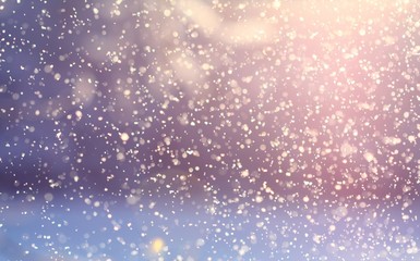 falling snow. Christmas blurred background