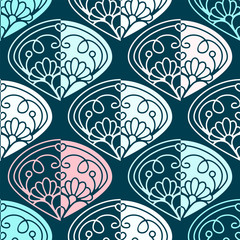 Vector seamless pattern. Damask texture, old fashion, victorian Europe ornament with modern colors. Minimalistic style background. Abstract design for fabric, textile, wallpaper, paper