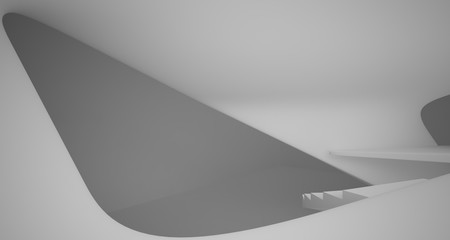 Abstract white minimalistic architectural smooth interior with neon lighting. 3D illustration and rendering.