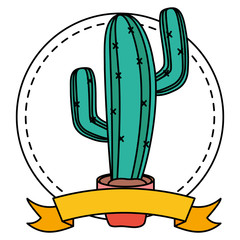 mexican cactus in pot in frame