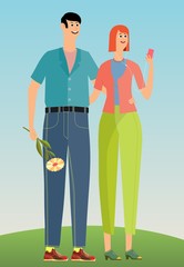 Romantic concept. Couple in love. Two hugging lovers.