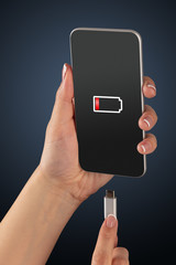 Elegant hand charging cellphone with low battery