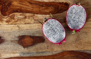 Dragonfruit on a wooden slab