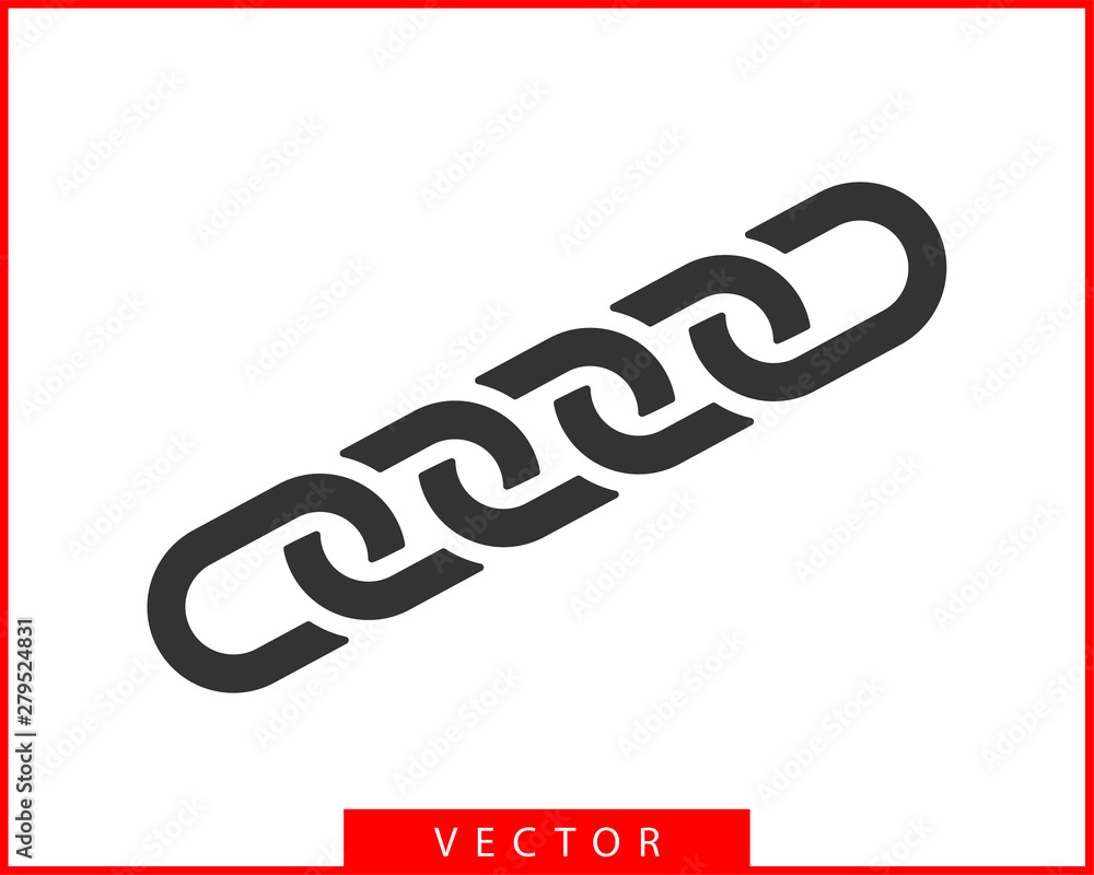 Poster chain link vector icon. chainlet element flat design. concept connection symbol isolated on white ba