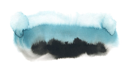 Abstract watercolor brush strokes paint. Texture paper. Blue  tone. Isolated on white background.