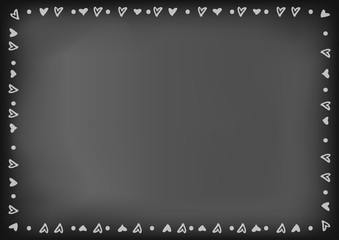Decorative white frame of hearts and dots on chalkboard background