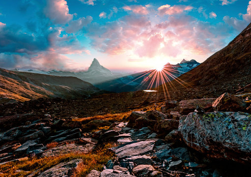 Matterhorn Leisee Sonnenuntergang