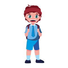 smiling school boy with backpack