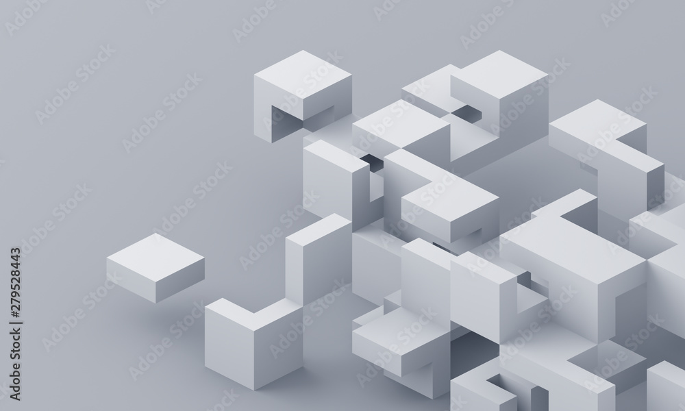 Poster abstract 3d render, modern background design with geometric shapes