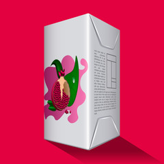 Pomegranate juice box on a colored background - Vector