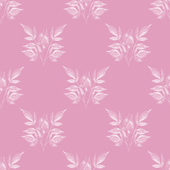 seamless pattern of white leaves 