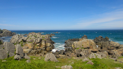 Tanesashi kaigan Coast. The coastline includes both sandy and rocky beaches, and grassy meadows scenic views. Hachinohe, Aomori, Japan