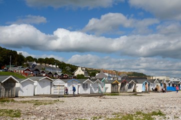 Colourful beach huts at Lyme Regis in Dorset