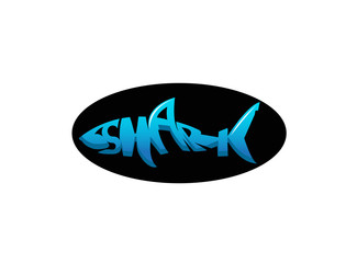 Shark alphabet for logo design illustration on black background