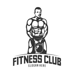 Fitness vector logo design template,design for gym and fitness vector. Fitness club logo with exercising athletic man, vector illustration