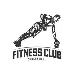 Fitness vector logo design template,design for gym and fitness vector. Fitness club logo with exercising athletic man, vector illustration