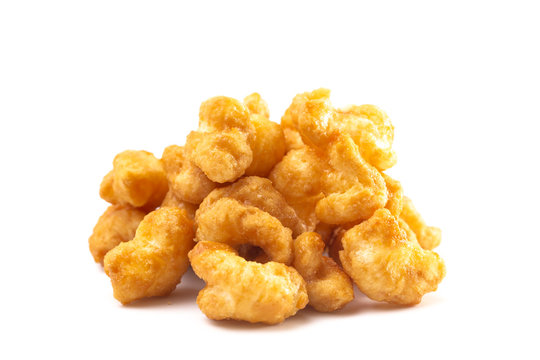 Caramel Puff Corn Popcorn On A White Background