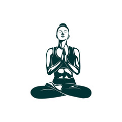 Yoga logo design template. Health Care, Beauty, Spa, Relax, Meditation, Nirvana concept icon. Template for yoga center, spa center or yoga studio. Fitness vector logo. Vector illustration.