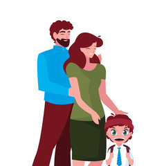 parents with school boy vector ilustration