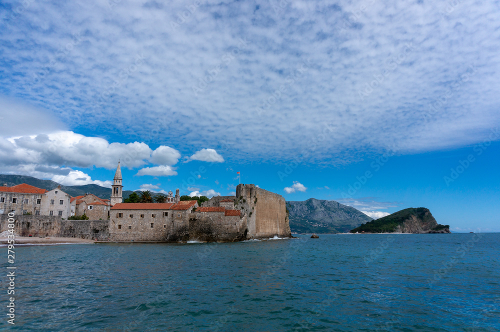 Wall mural Scenic view of old town Budva Montenegro.