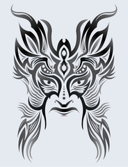 Tribal Mask Face vector illustration, Tattoo style Warrior.