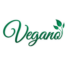 Fototapeta premium Vegano, Vegan Spanish text, Vector icon design, vegan symbol with leaves.