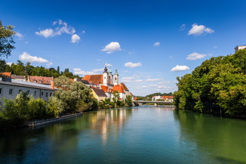 Fototapeta premium Steyr - a town in Austria. Steyr and Enns rivers.