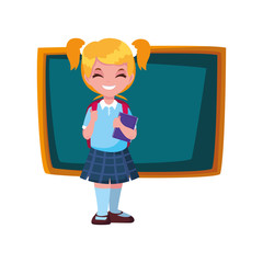 smiling school girl with chalkboard