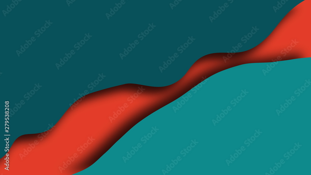 Fototapete simple waves colored shapes with layers, 3d rendering modern creative, computer generated