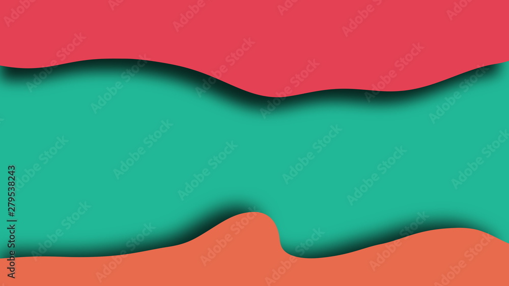 Fototapete simple waves colored shapes with layers, 3d rendering modern creative, computer generated