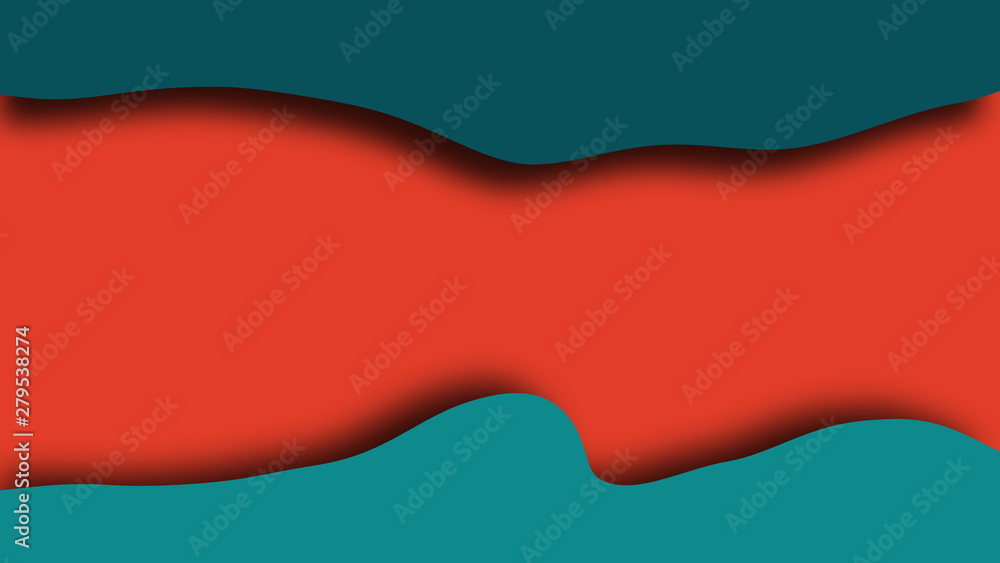 Poster simple waves colored shapes with layers, 3d rendering modern creative, computer generated