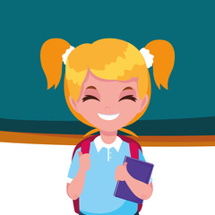 smiling school girl with chalkboard