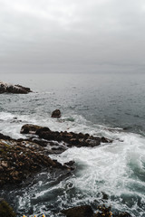 Olas del mar en día nublado