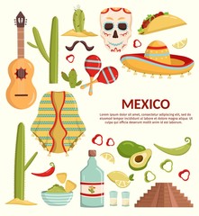 Big set mexico vector elements Día de los Muertos