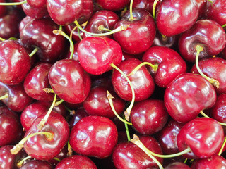 Many red sweet cherries