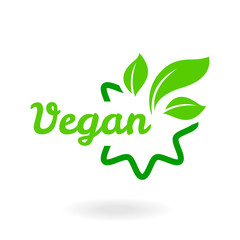 Green abstract leaf icon natural set on white background. Vegan Bio, Ecology, Organic logo, label, tag.