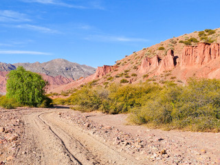 Rock formations in the Canon Del Inca, Tupiza Chichas Range, Andes, Southwestern Bolivia, South America