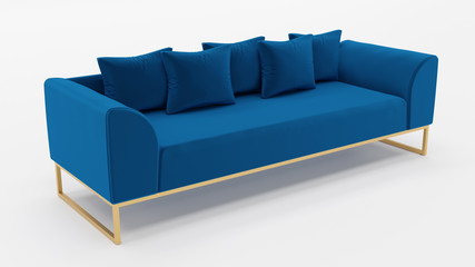Blue Modern Sofa - 3D Rendering