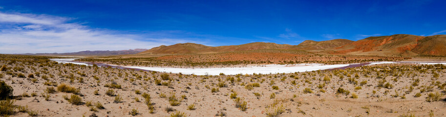 Beautiful Mountains Landscape with sky and clouds in Bolivia