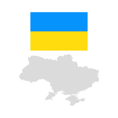 Ukraine flag and map isolated on the white background. Ukraine. National flag and map concept. vector illustration