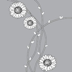 background of painted flowers in black and white