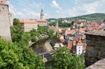 Fototapeta na wymiar Beautiful panorama of the town of Czech Krumlov