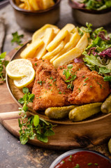 Original schnitzel with homemade french fries