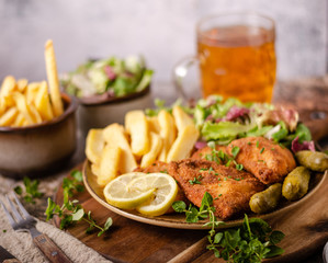 Original schnitzel with homemade french fries