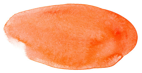 orange watercolor blot background with paper texture on white background. rounded brush shapes