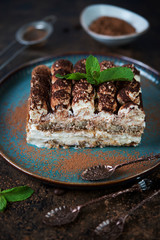 Homemade Italian dessert tiramisu cake