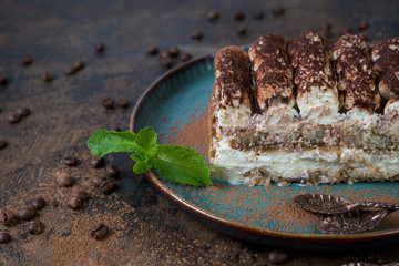 Homemade Italian dessert tiramisu cake
